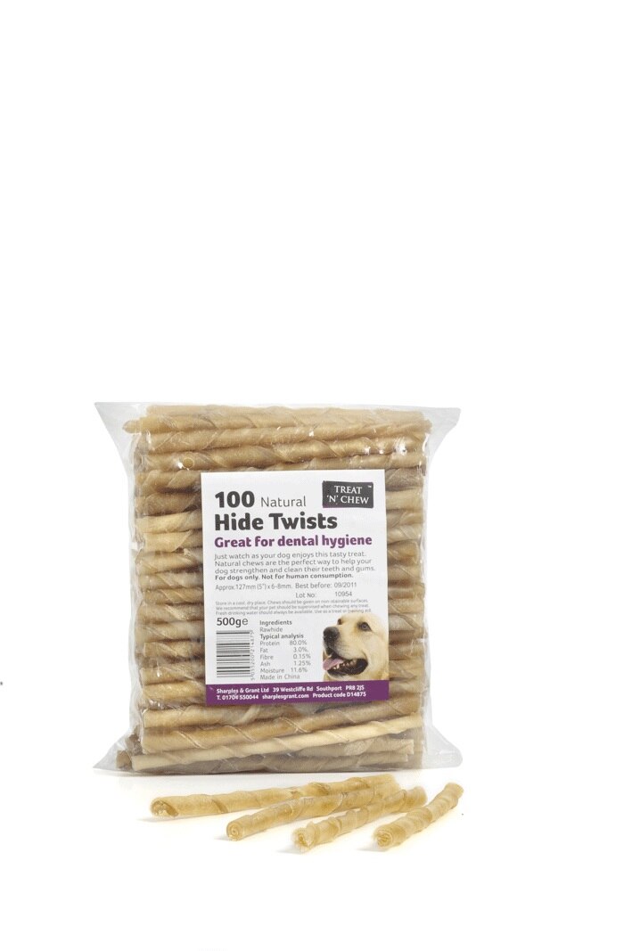 Treat N Chew Twists 100Pack - 5"6-8Mm- Dog Chews